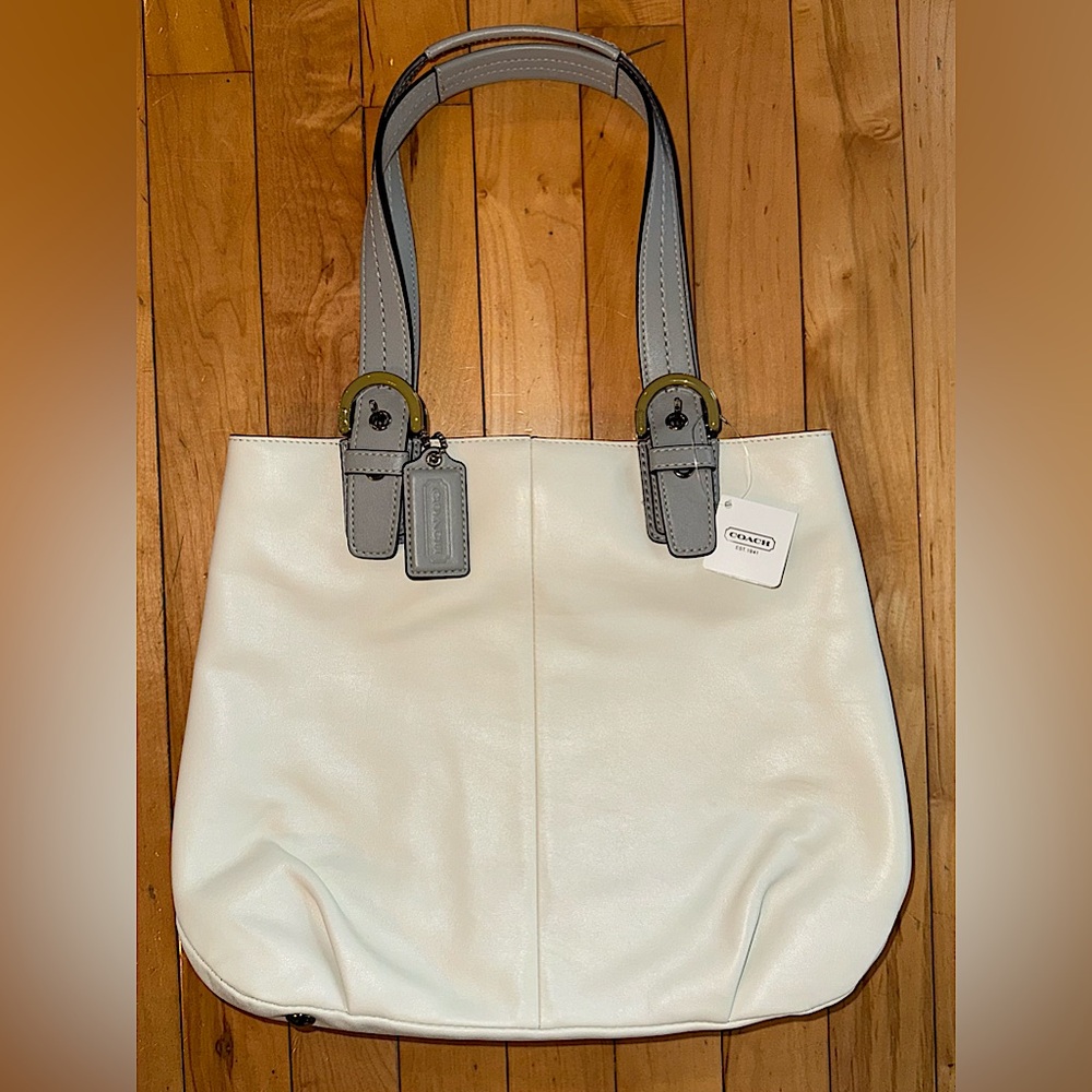 Coach Soho North South White/Grey Leather Tote  A1293-F17216 - New With Tag!!!